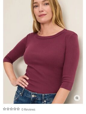Women's Micheal Stars Wide crew Neckline 3/4 Sleeve Top in Plum
